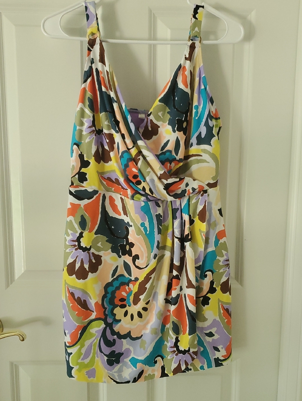 Anne Cole Swim Multicolor Floral Faux Wrap-Front Swimsuit Dress Size 18W